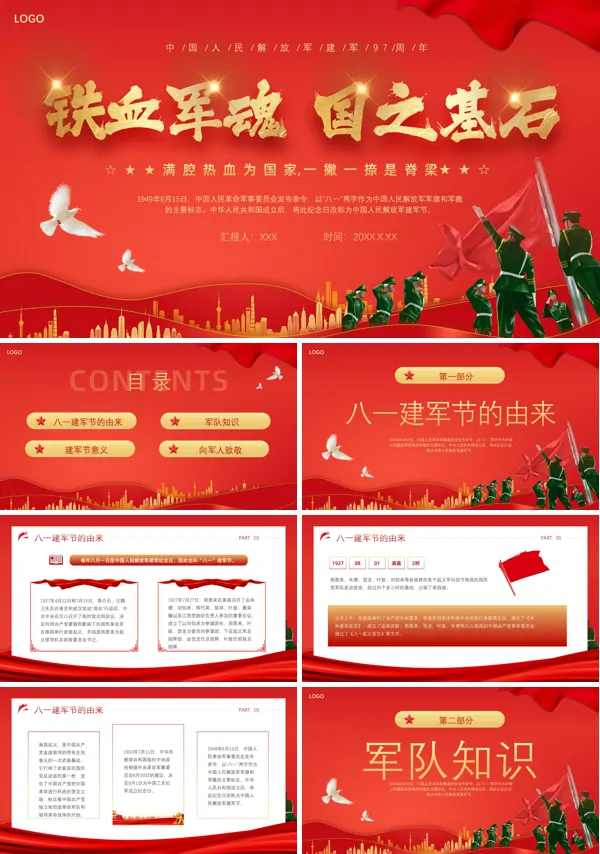 八一建军节党史学习教育专题党课PPT