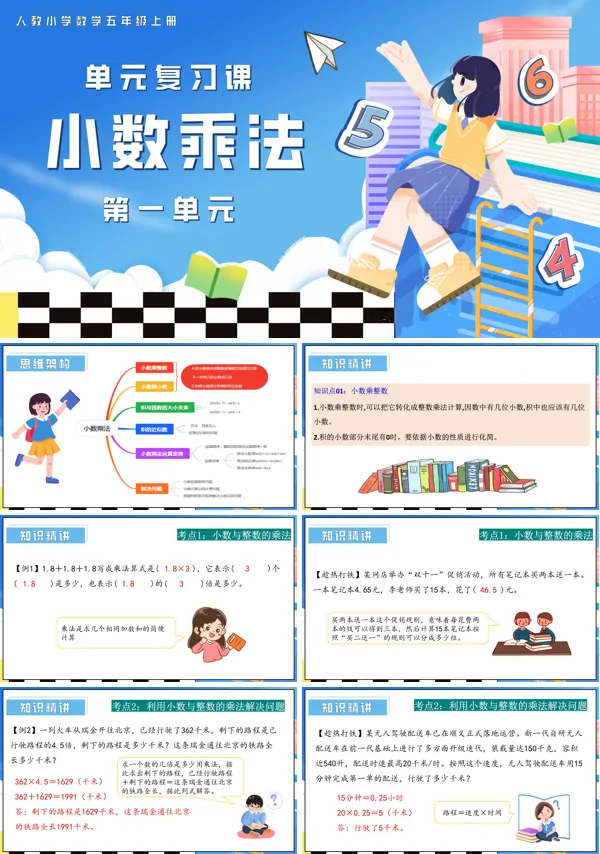 五年级数学上学期期末复习讲练测人教第一单元小数乘法PPT课件含教案
