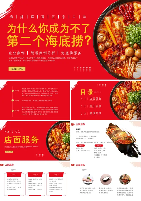 海底捞企业管理案例分析PPT动态模板