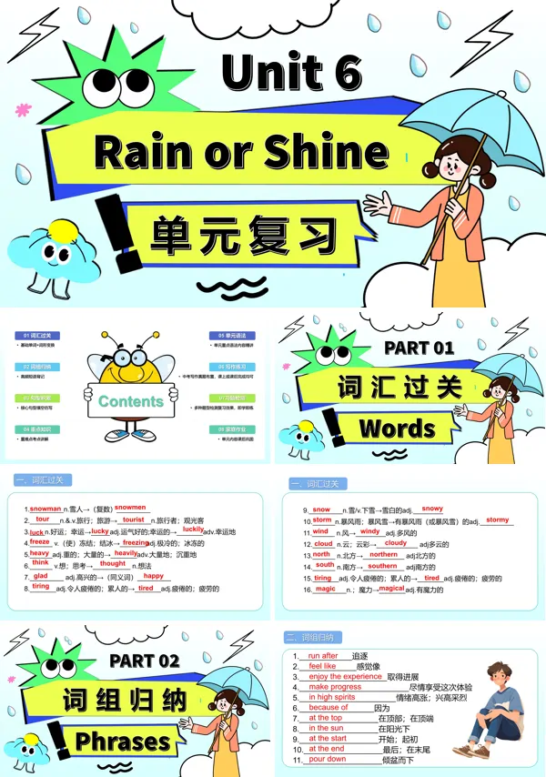 人教七年级英语下册Unit 6 Rain or Shine单元复习PPT课件含教案