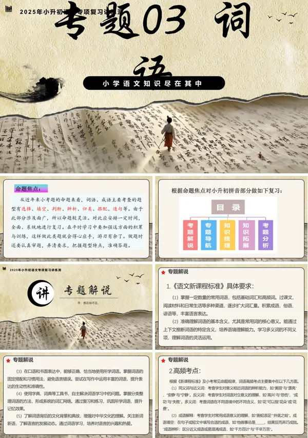 2025年小升初语文复习讲练测统编词语PPT课件含教案