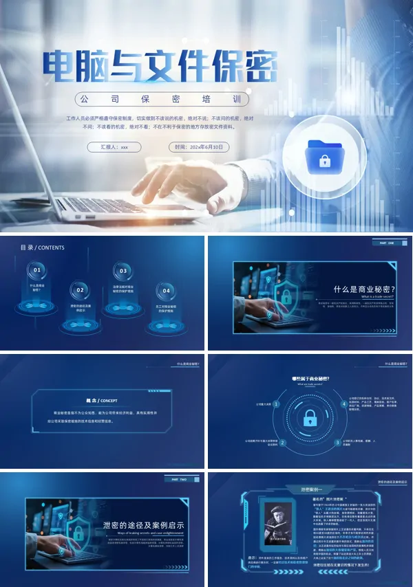 企业管理公司电脑与文件保密工作培训课件PPT模板含讲稿