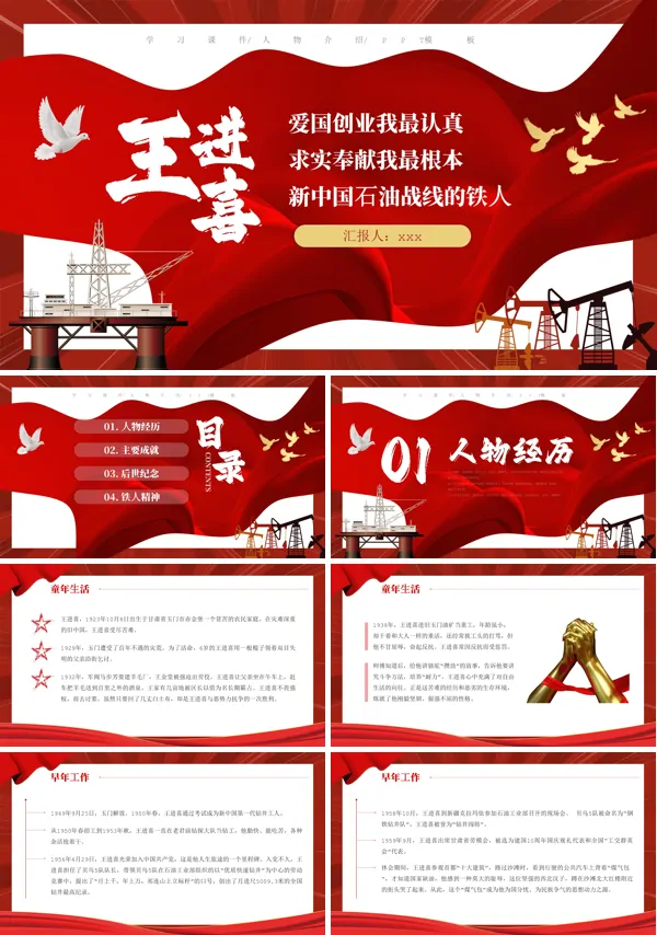 王进喜新中国石油铁人人物介绍PPT