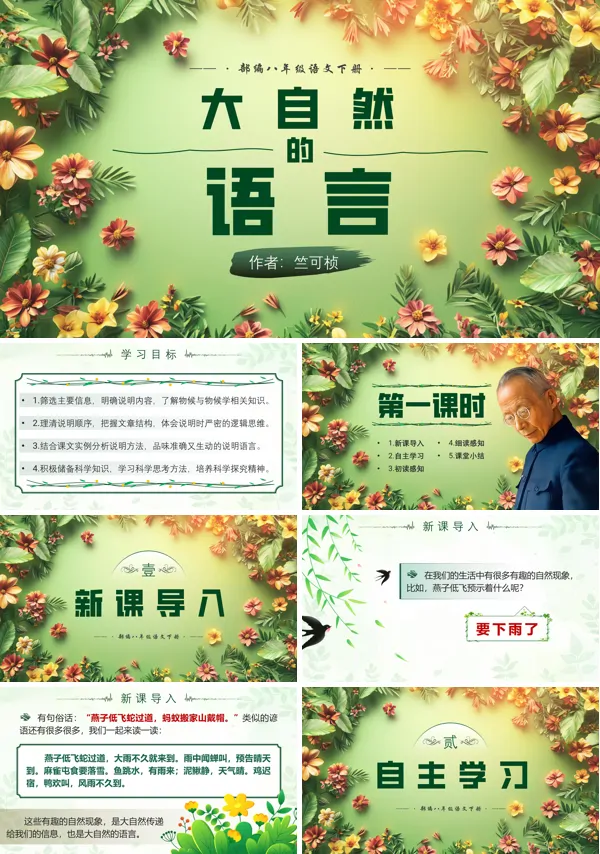 部编八年级语文下册《大自然的语言》PPT课件含教案