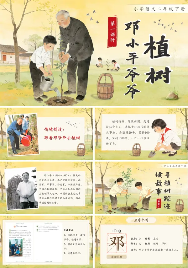 邓小平爷爷植树二年级语文下册PPT课件含教案