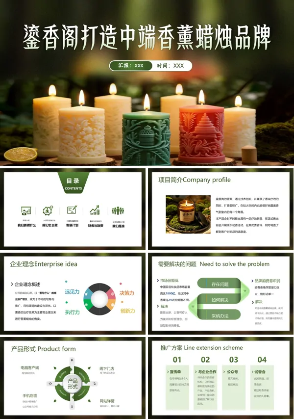 鎏香阁打造中端香薰蜡烛品牌介绍动态PPT模板含讲稿