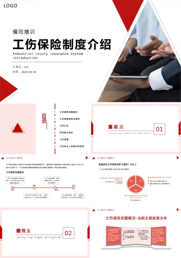 工伤保险制度介绍培训课件PPT模板