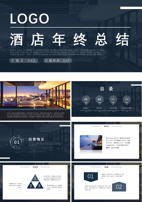 酒店年终工作述职报告PPT 