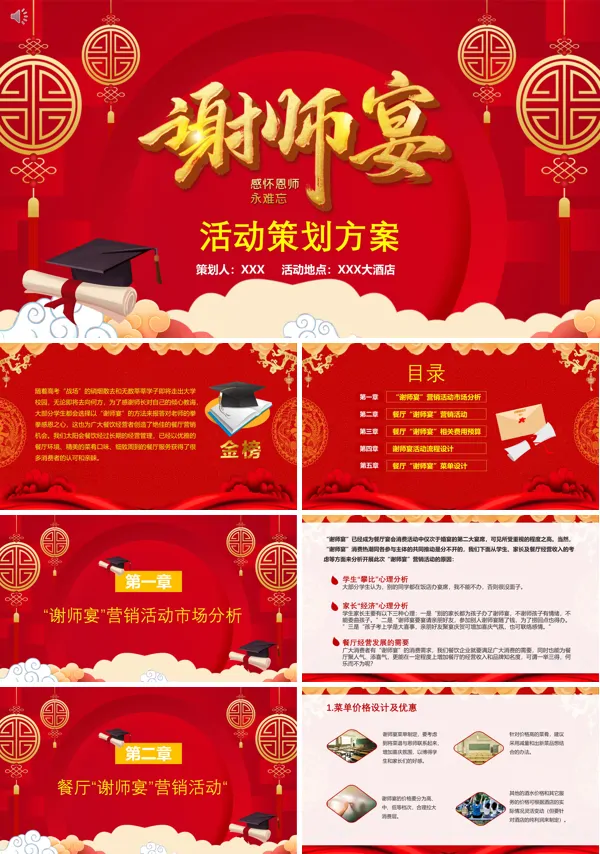 谢师宴流程的策划方案PPT
