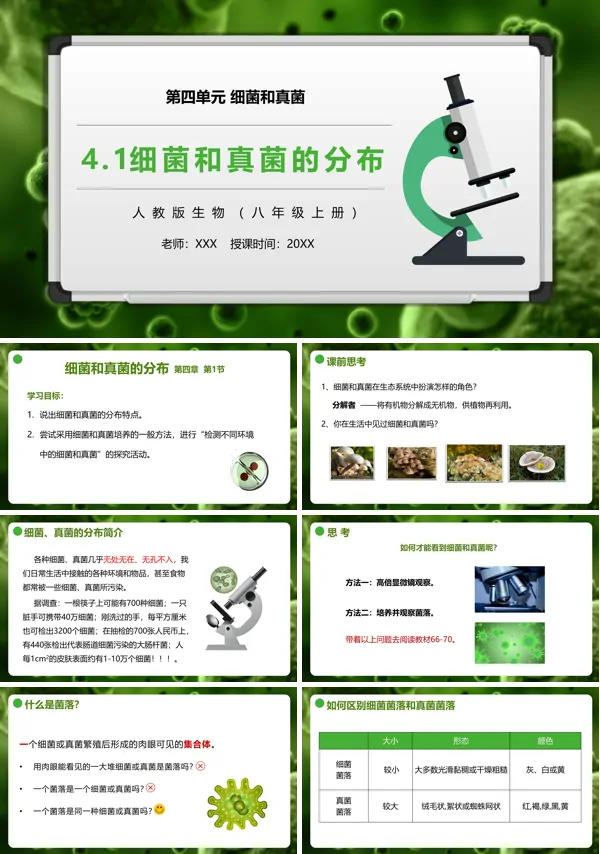 八年级生物上册第四章第一节细菌和真菌的分布ppt课件 