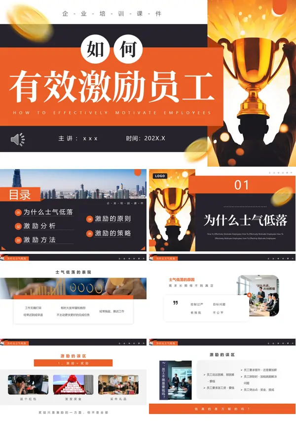 如何有效激励员工PPT职场培训模板含讲稿