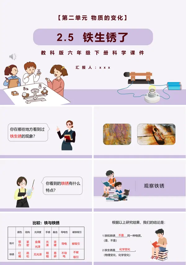 教科版六年级科学下册铁生锈了课件PPT