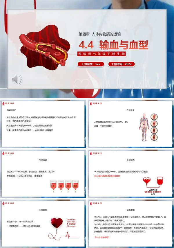 生物输血与血型课件PPT模板