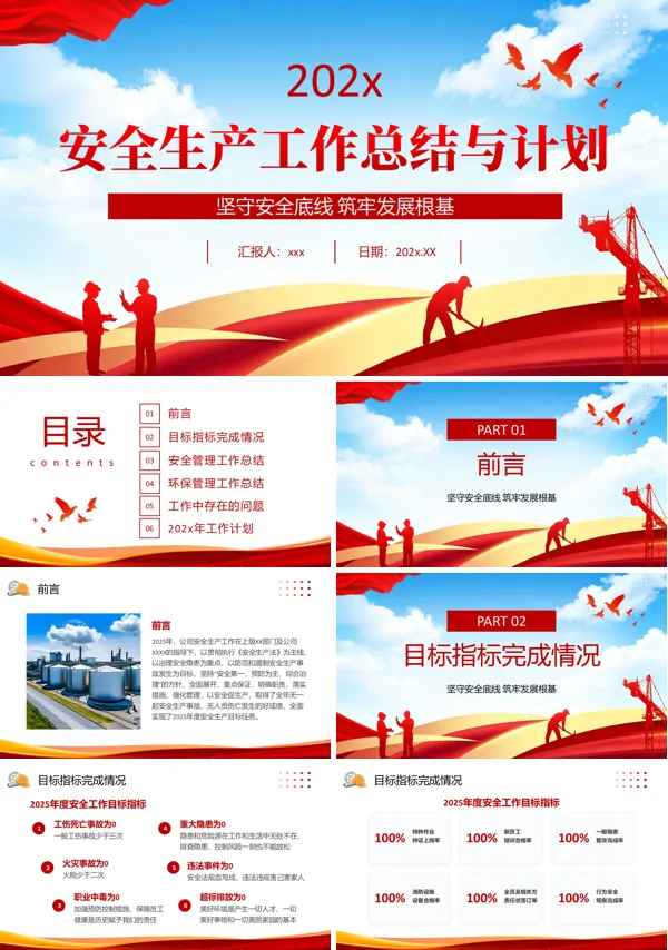 2026安全生产工作汇总汇报PPT模板含讲稿