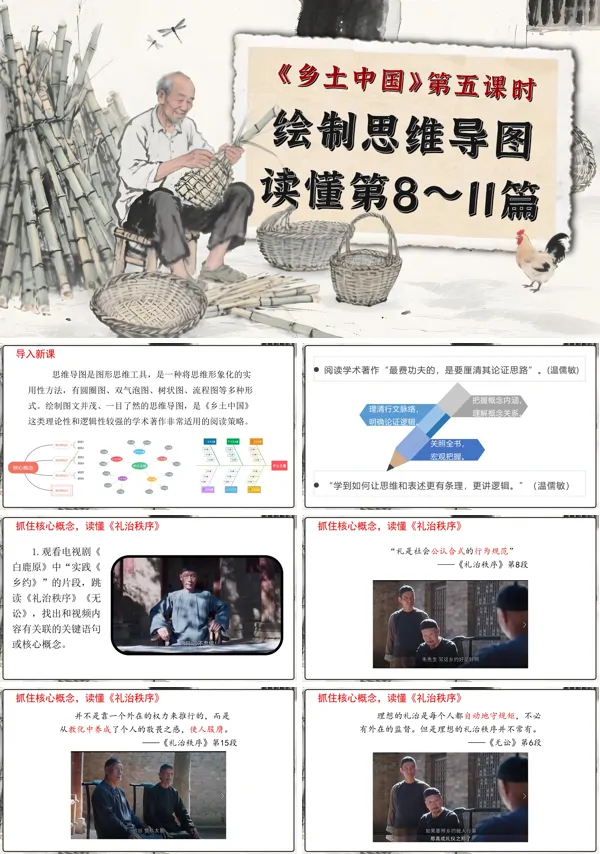 高一语文同步备课系列统编必修上册《乡土中国》第5课时：绘制思维导图，读懂第8-11篇PPT课件含教案