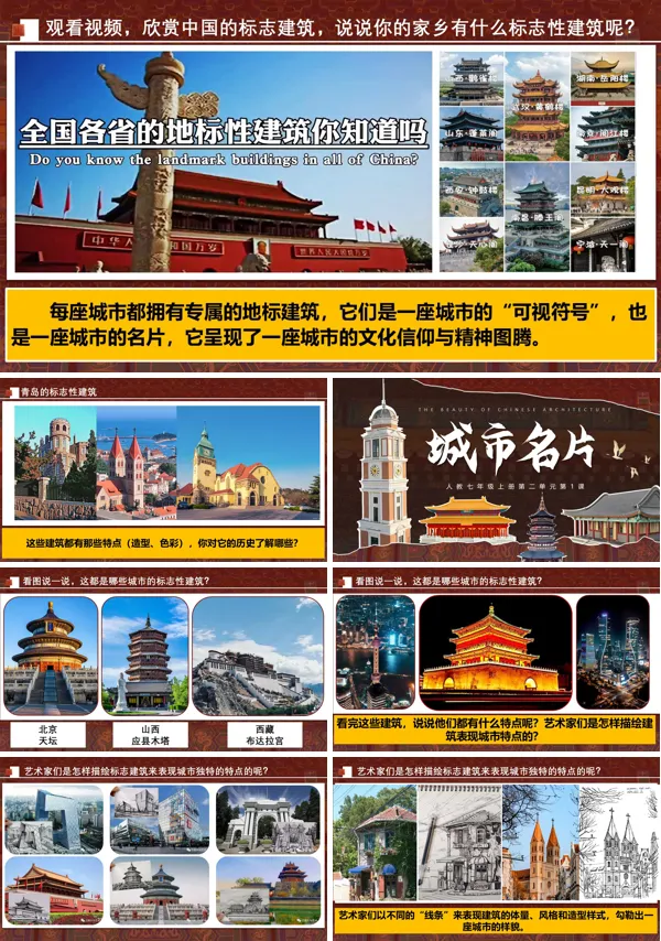 第二单元《2.1城市名片》七年级上册美术人教ppt课件（教案）