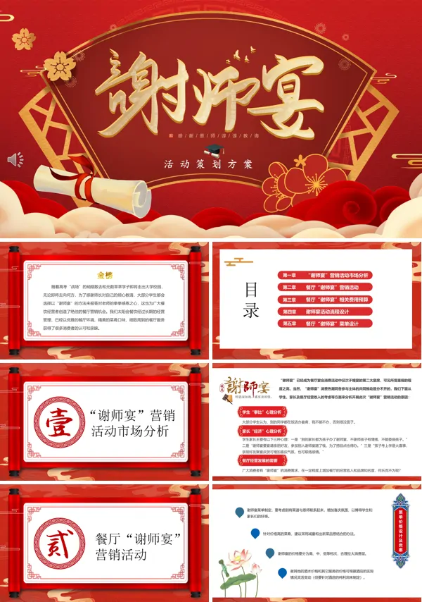 金榜题名谢师宴活动策划方案PPT