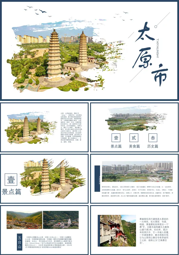 山西太原旅游攻略PPT模板