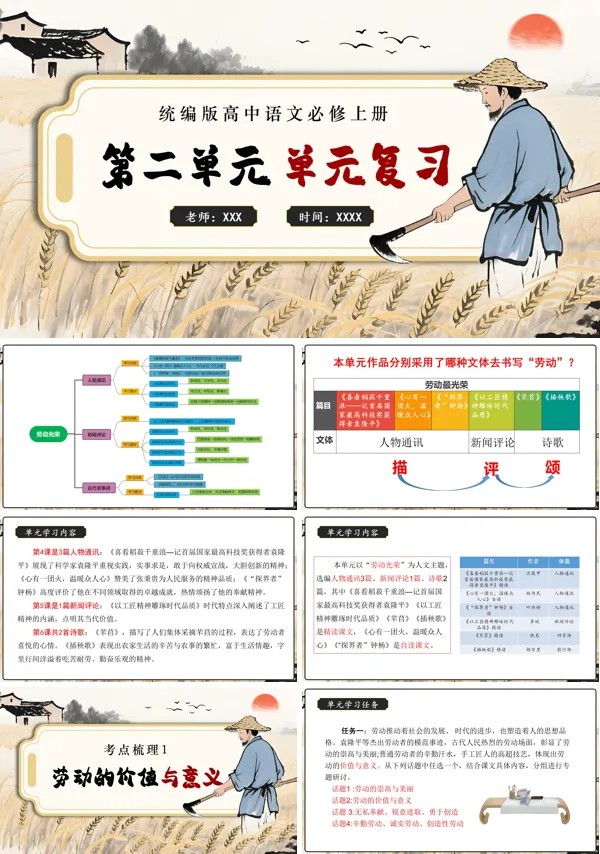 高一语文同步备课系列统编必修上册第二单元单元复习PPT课件含知识清单