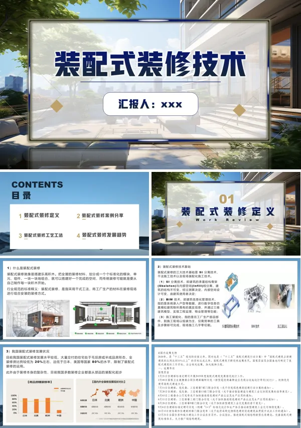 装配式装修技术介绍动态PPT模板含讲稿