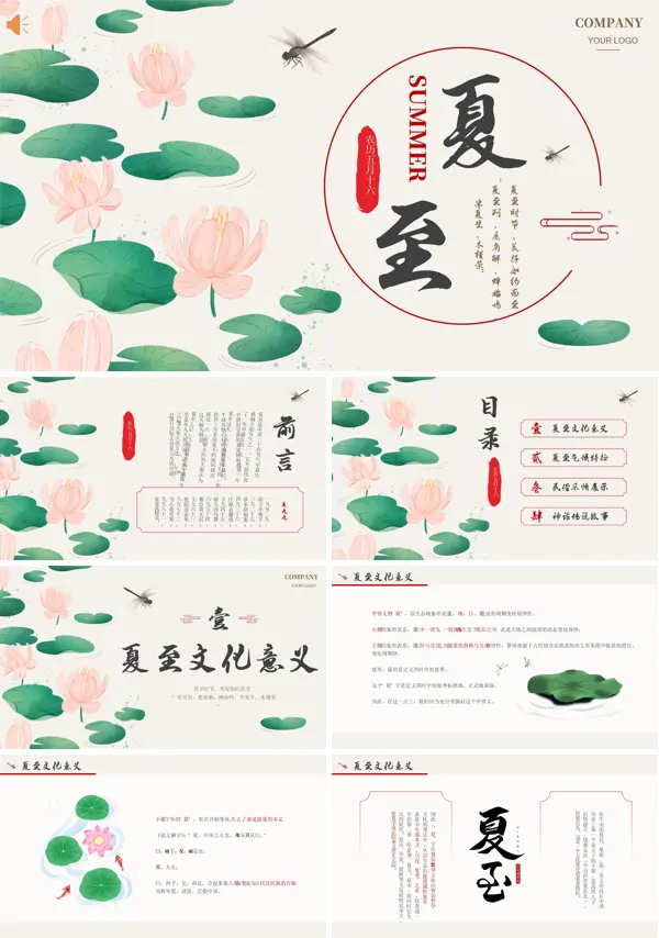 中国传统二十四节气夏至汇报PPT模板