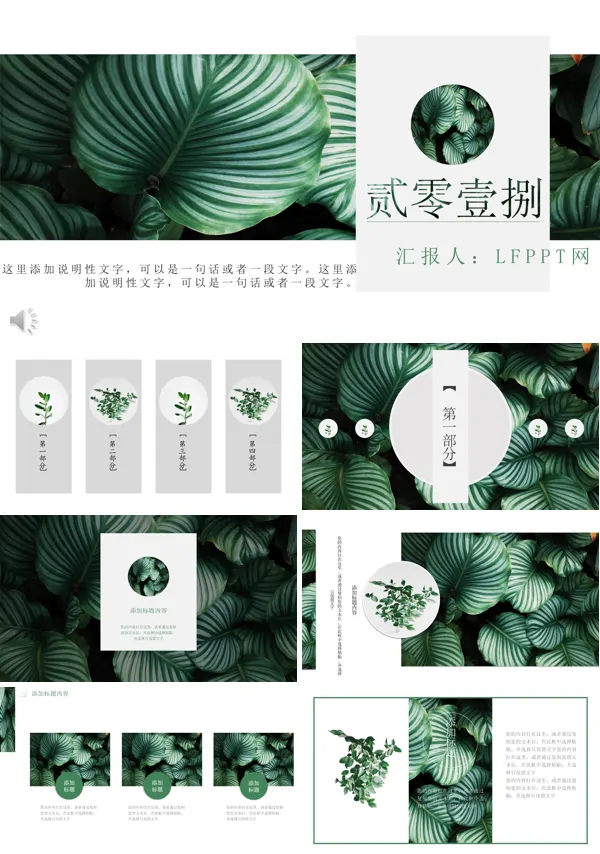 小清新绿色盎然风格工作计划策划规划PPT模板