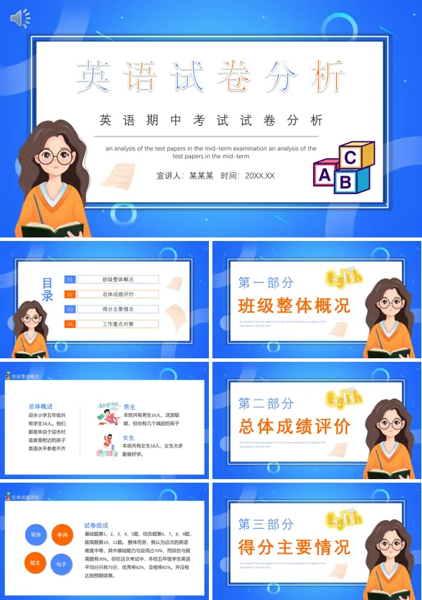英语期中考试试卷分析PPT动态课件
