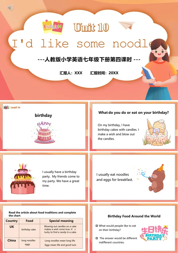人教版七年级英语下册I’d like some noodles第四课时PPT课件