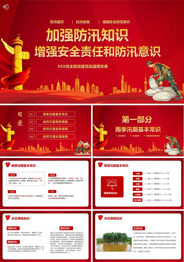 学习防汛小知识增强安全责任防范意识PPT模版