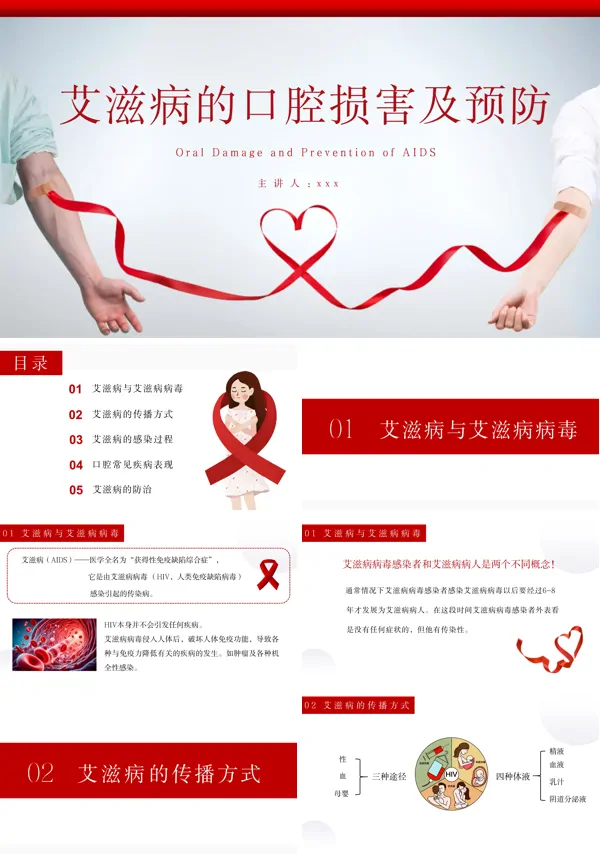 艾滋病口腔表现及预防医学ppt含讲稿