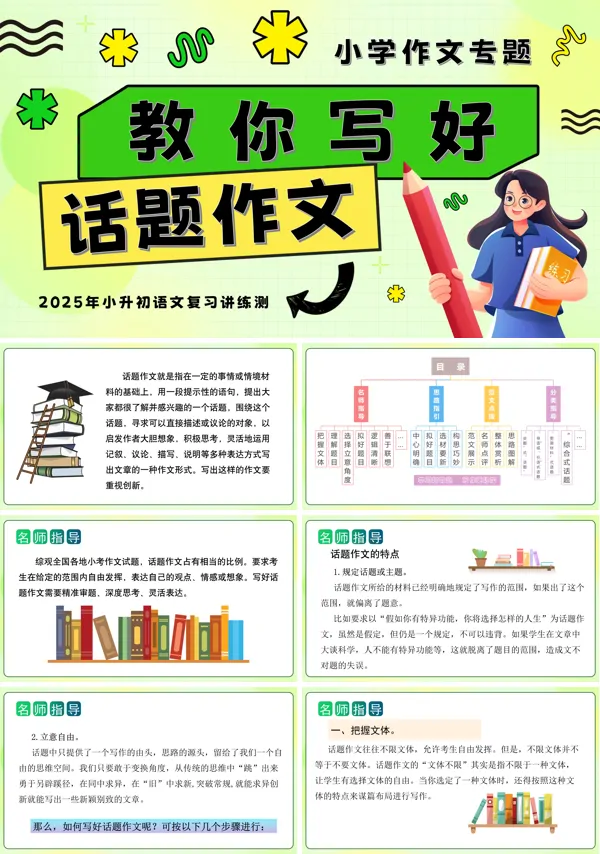 2025年小升初语文复习讲练测统编教你写好：话题作文PPT课件含教案