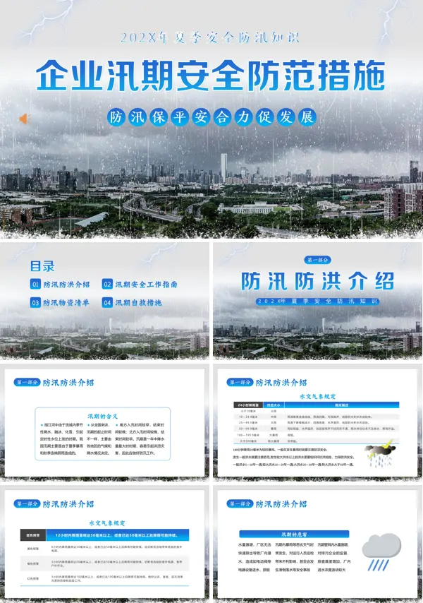 企业安全防汛知识安全生产培训PPT课件模板