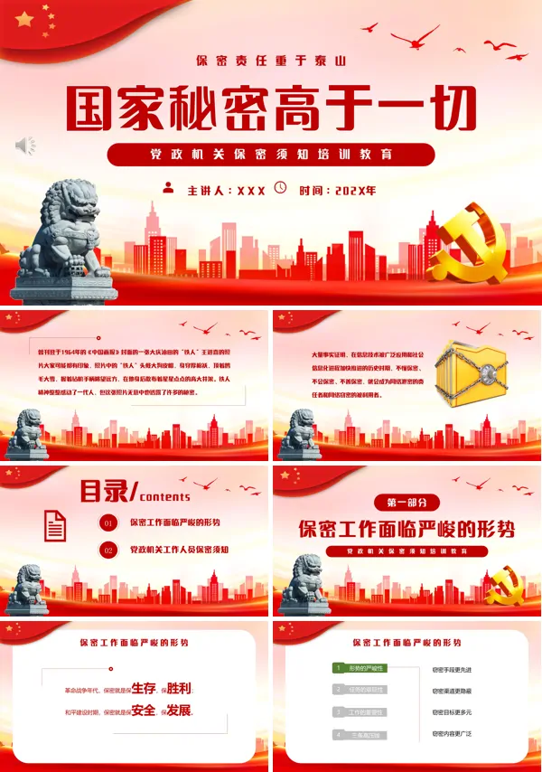 机关单位保密知识培训课件PPT模板
