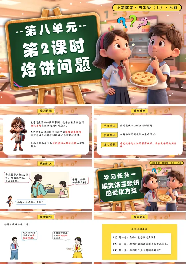 四年级数学上册人教第八单元第02课时烙饼问题PPT课件含教案