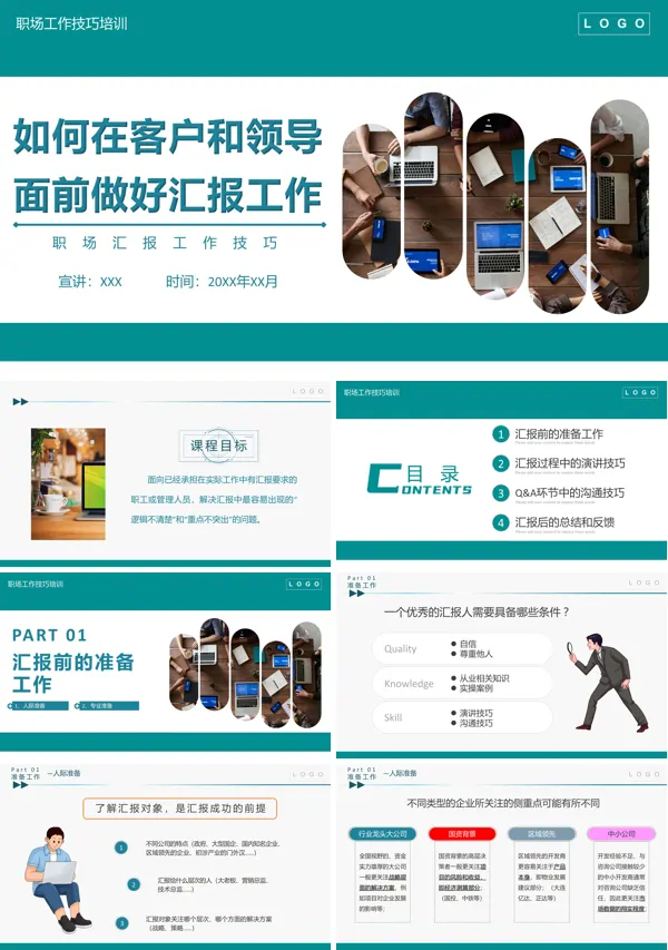 如何在客户和领导面前做好汇报工作PPT模板职场培训课件