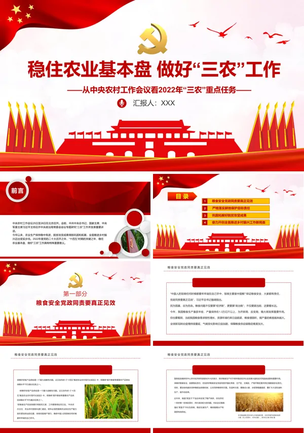 稳住农业基本盘做好三农工作PPT党政汇报