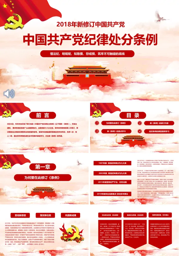 纪律处分条例PPT模板