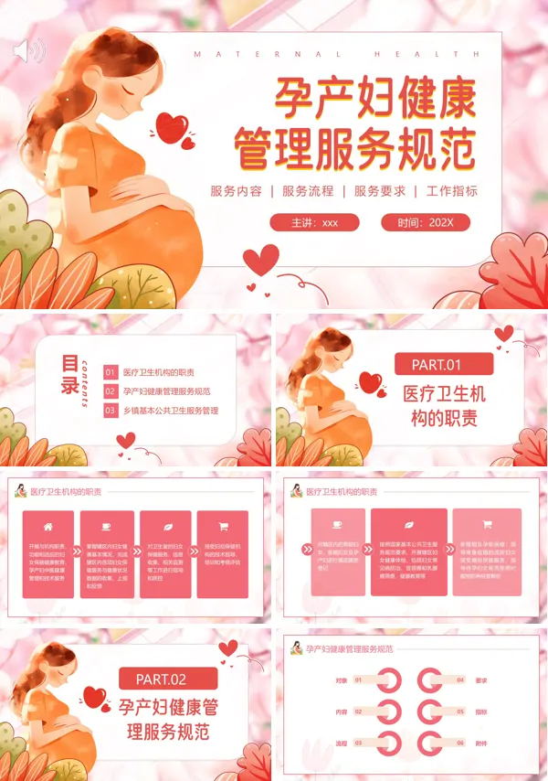 孕产妇健康管理服务规范PPT模板含讲稿