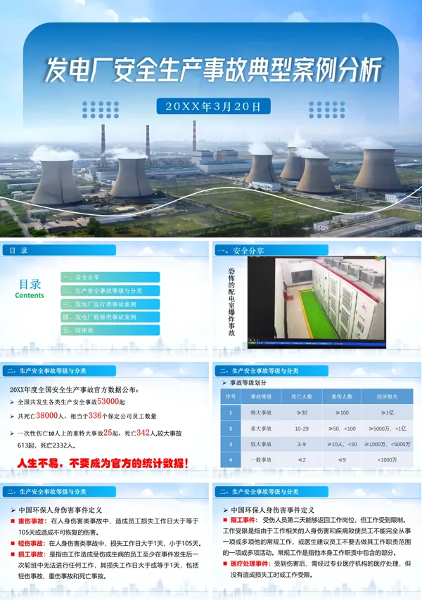 发电厂安全生产事故典型案例分析PPT课件模板含讲稿