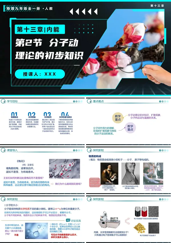 物理人教九年级全一册第2节 分子动理论的初步知识PPT课件含教案