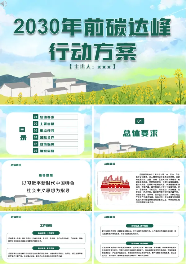 2030年前碳达峰行动方案解读PPT
