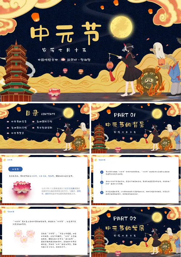 中元节传统节日介绍PPT课件