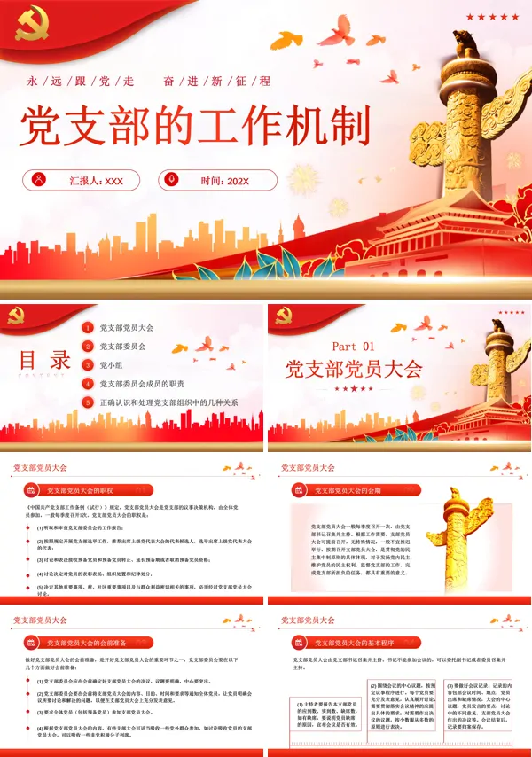 党支部基础知识党支部的工作机制PPT专题党课