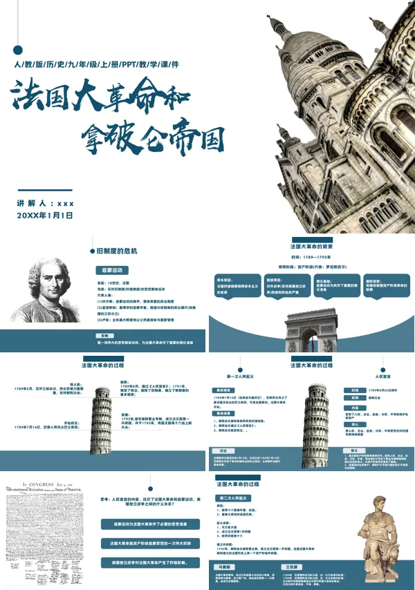 人教版历史九年级上册《法国大革命和拿破仑帝国》PPT下载课件
