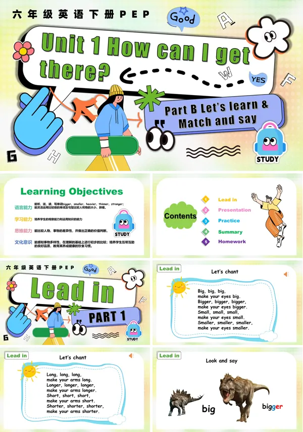 六年级英语下册Unit 1 第3课时Part B Let's learn Match and say PPT课件含教案