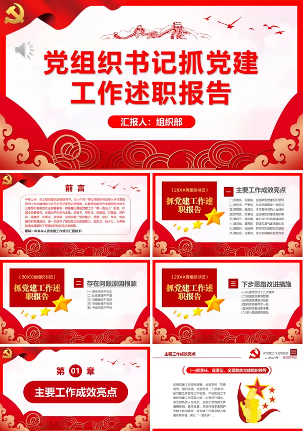 党组织书记抓党建工作述职报告PPT