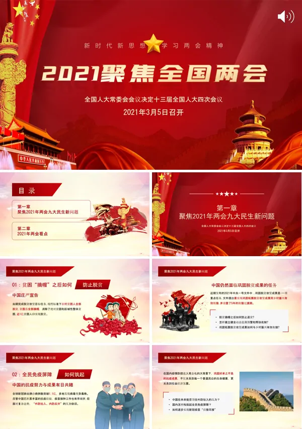 聚焦全国两会PPT模板