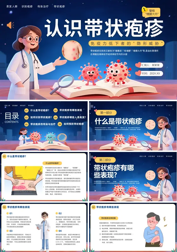 带状疱疹科普介绍PPT模板含讲稿