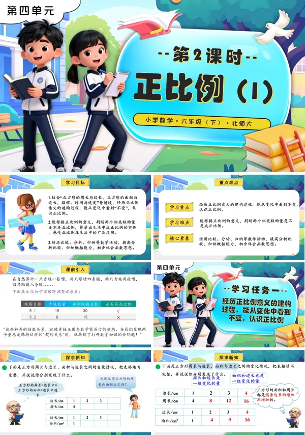 北师大小学数学六年级下册第四单元 第2课时正比例（1）PPT课件（含教案+分层作业+学习任务单）