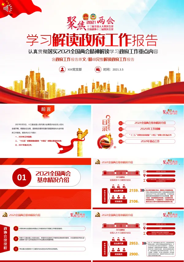 解读2021年两会政府工作报告授课PPT